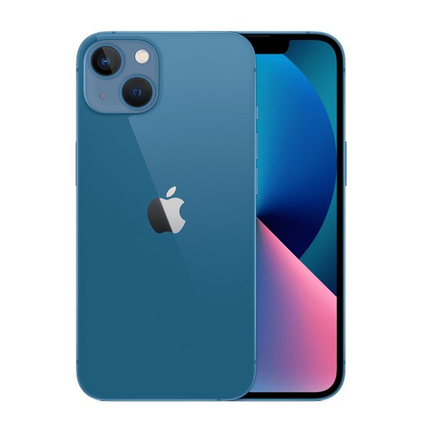 Apple iPhone 13 128GB blauw (refurbished), voor- en achterkant (foto: Refurbished.nl)