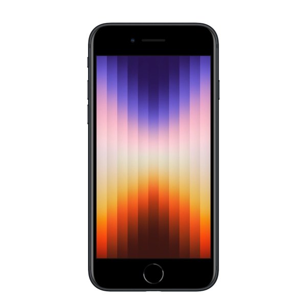 Apple iPhone SE (2022) 64GB middernacht (refurbished), voorkant (foto: Refurbished.nl)