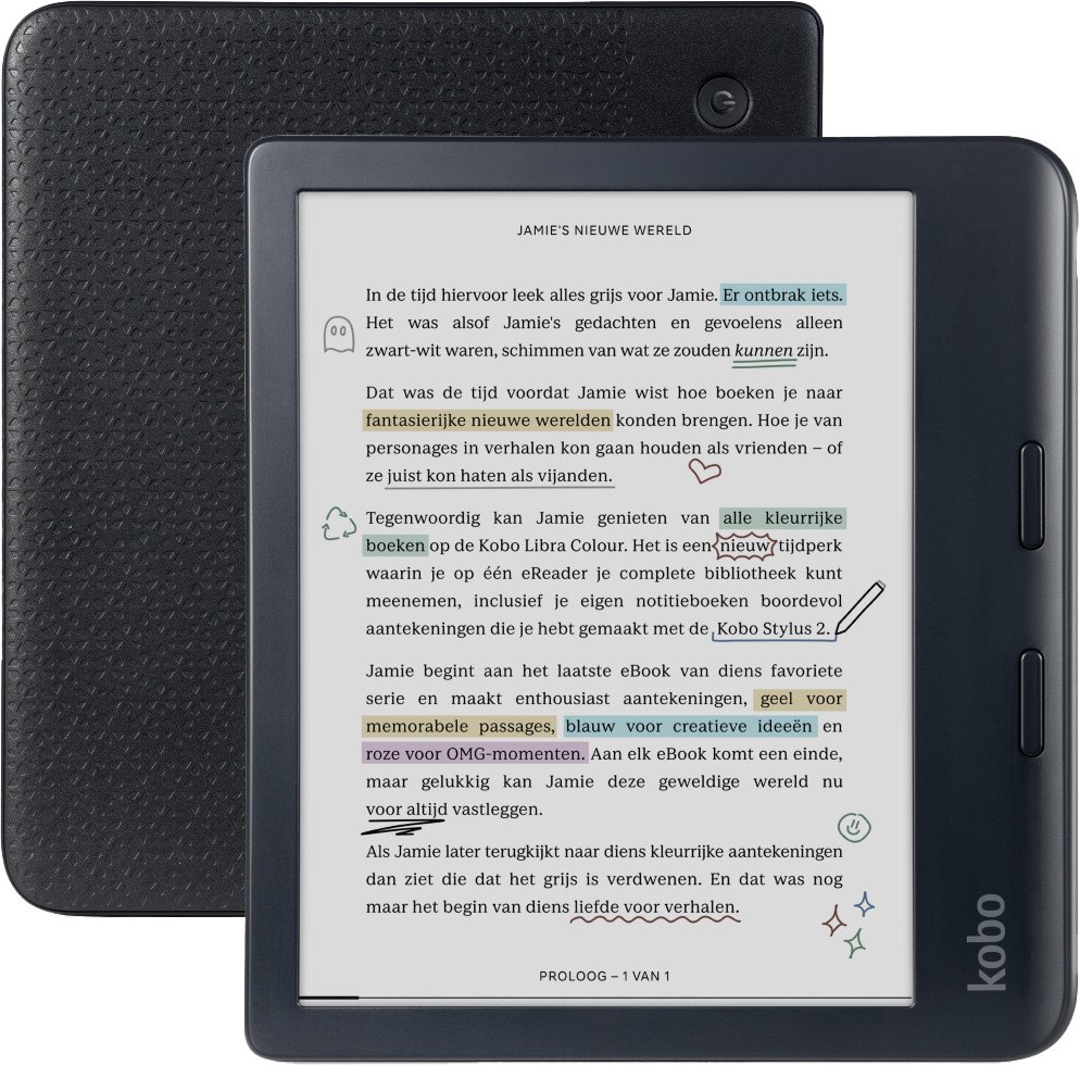 Kobo Libra Colour e-reader zwart tweedekans (foto: Coolblue)