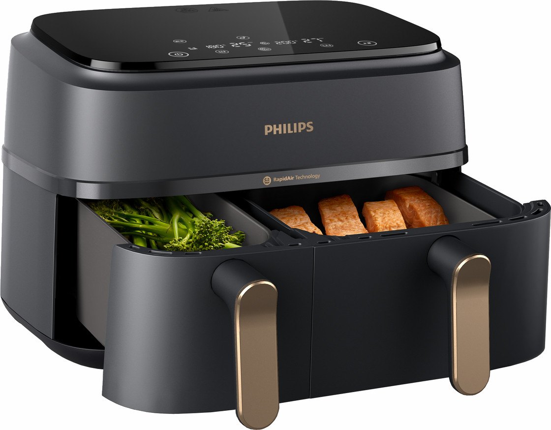 Philips Airfryer 3000 Series Dual Basket NA352/00 (Coolblue Tweedekans), ander aanzicht 2 (foto: Coolblue)